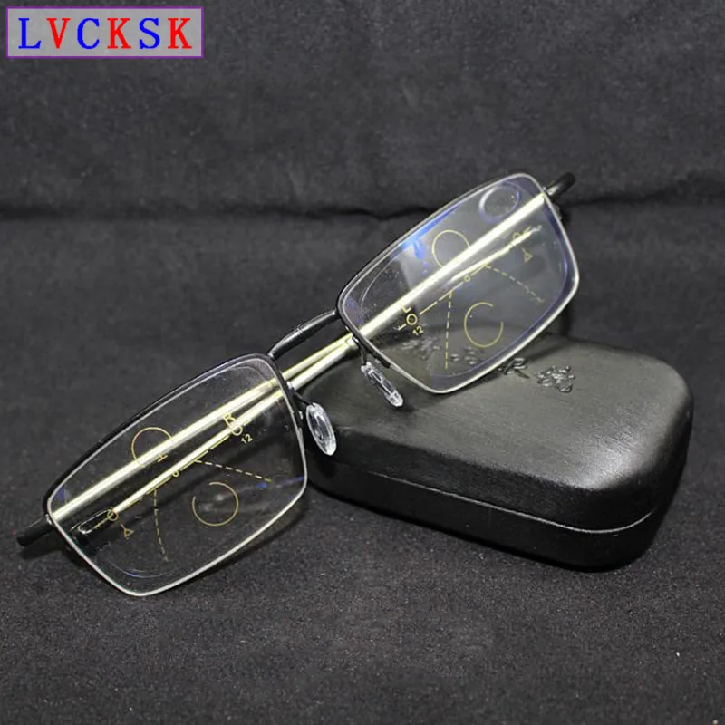 

Foldable Progressive Anti Blue Light Reading Glasses magnifier Square Metal Look Near Far Women Men Presbyopia Spectacles N5