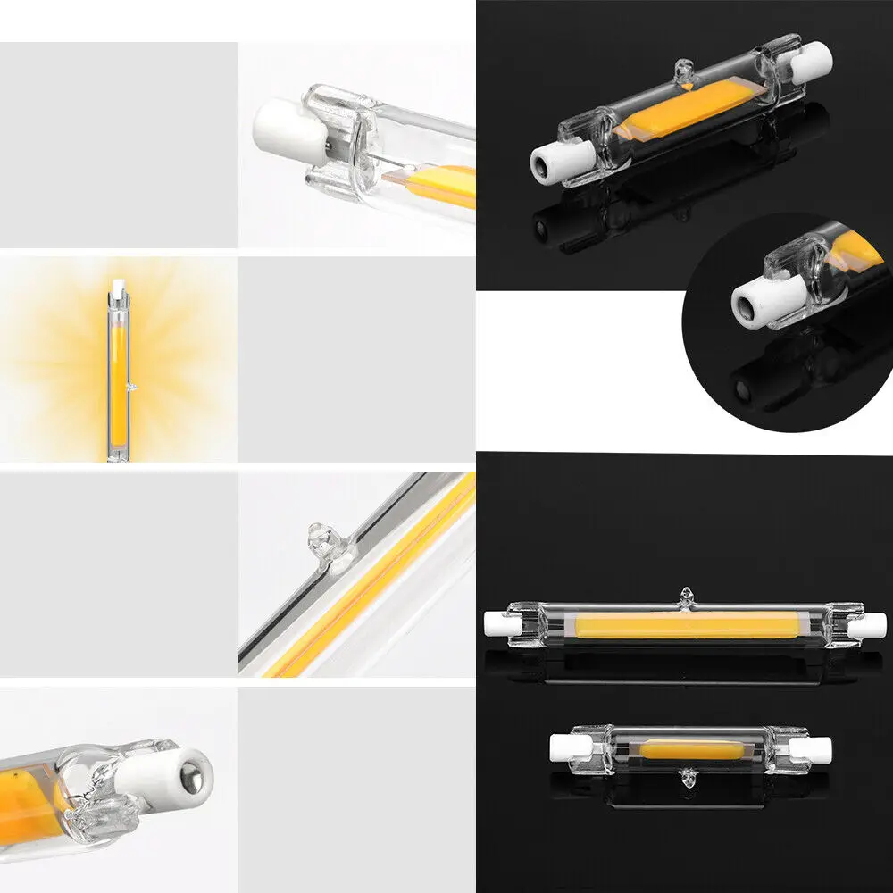 Projecteur LED R7S, 78mm 118mm, AC 110V 220V, Tube de Verre, Ampoule COB, Remplacer la Lampe Halogène