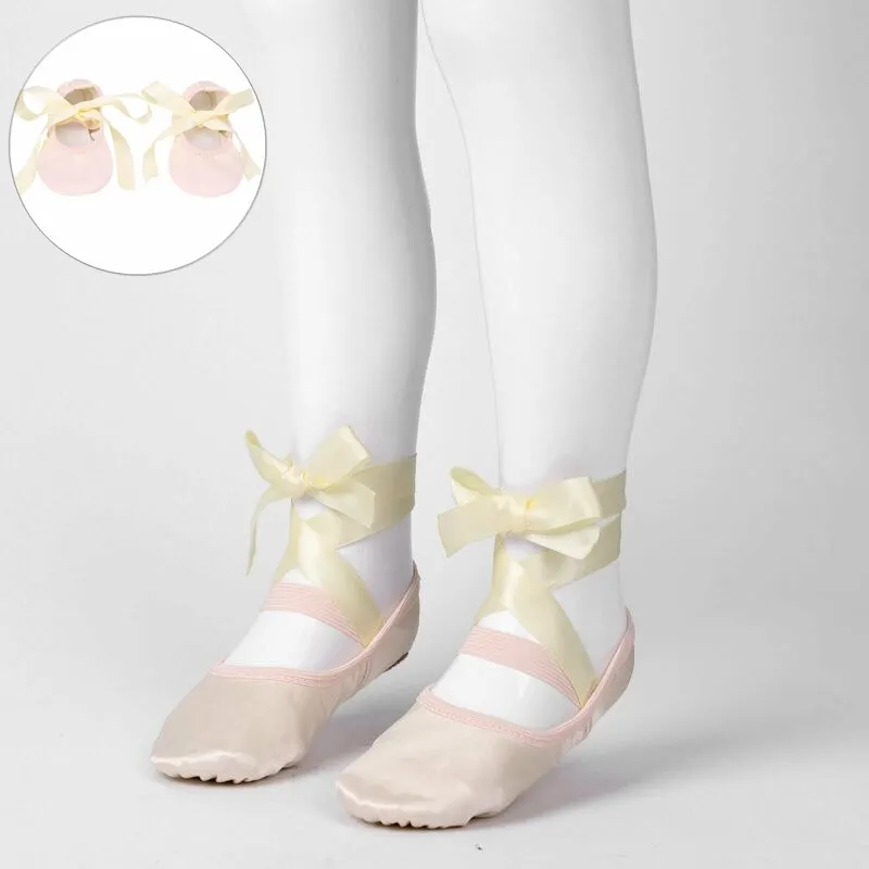 Kids Girls Ballet Slipper Shoes Children Satin Ballerina Ballet Pointe Shoes Ballet Shoes For Dancing Yoga Flats