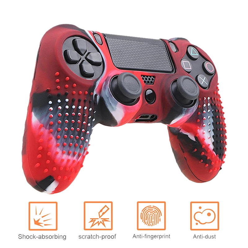 1Pcs Camouflage Silicone Rubber Skin Grip Cover Case for PS4 PlayStation 4 Controller 7.09x4.33inch