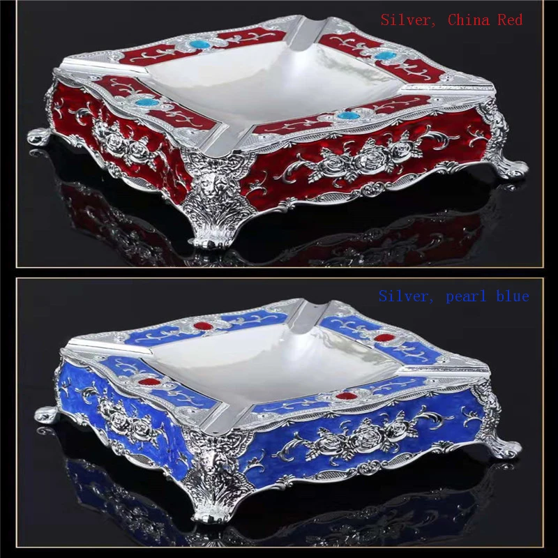 2021European style portable ashtray creative retro ashtray can store ash and small garbage square ashtray desktop decoration