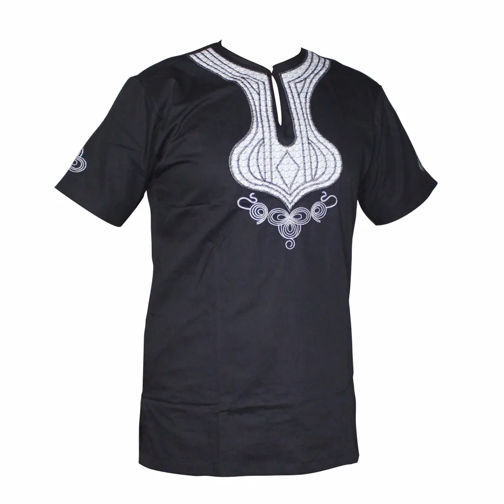 Camiseta feminina ultrafina e bordada, roupa masculina tradicional de ankara