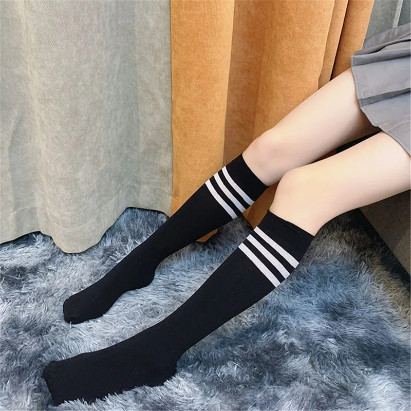 NEW HOT Anime JK Cosplay Stocking Dance Socks Girl Fashion Sexy Black White Striped Long Socks Women Thigh High Knee Sock Gift