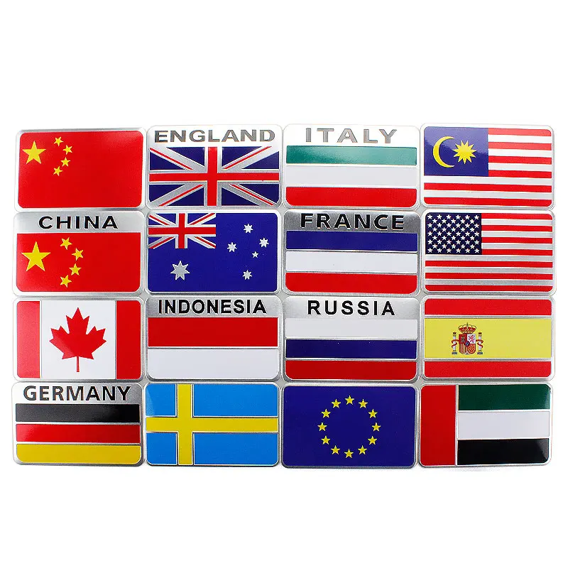 1 pcs Car Stickers German/UK/US/Russia/Australia/France/Italy 8x5 Window Decals Aluminum Alloy Flags Badge Motorcycles