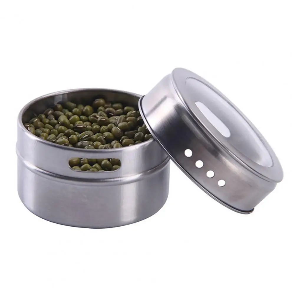 1Pcs Stainless Steel Magnetic Spice Pot Jar Dustproof Visible Seasoning Box Cruet Can Kitchen Organizer Supplies Easy Open