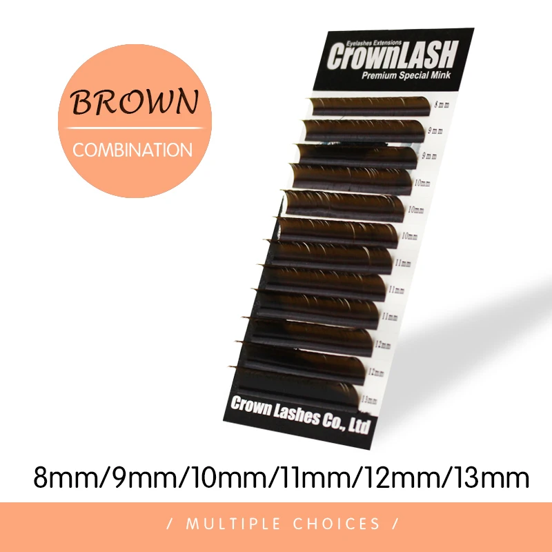 CrownLspatule-Extensions de Cils BCD 0.10 Brun Chocolat, 8-13mm, Taille Mixte, Style Janpanais