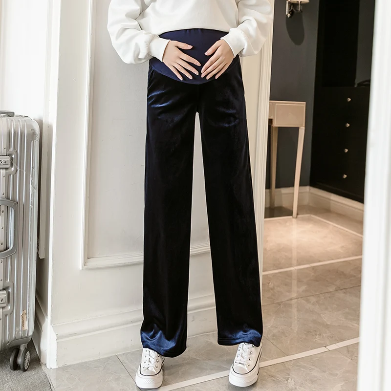 Pregnant women pleuche wide-legged pants pants of age season pregnant woman's abdomen easy leisure pants of pregnant women