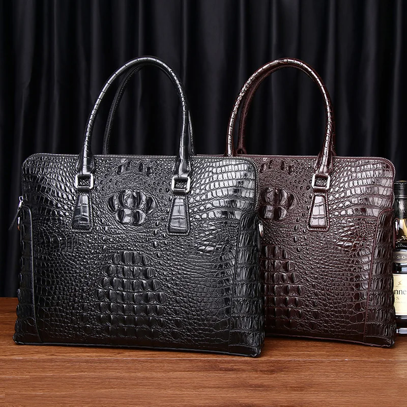 New Crocodile Leather man bag handbag business briefcase computer bag business trip leather man one shoulder messenger bag