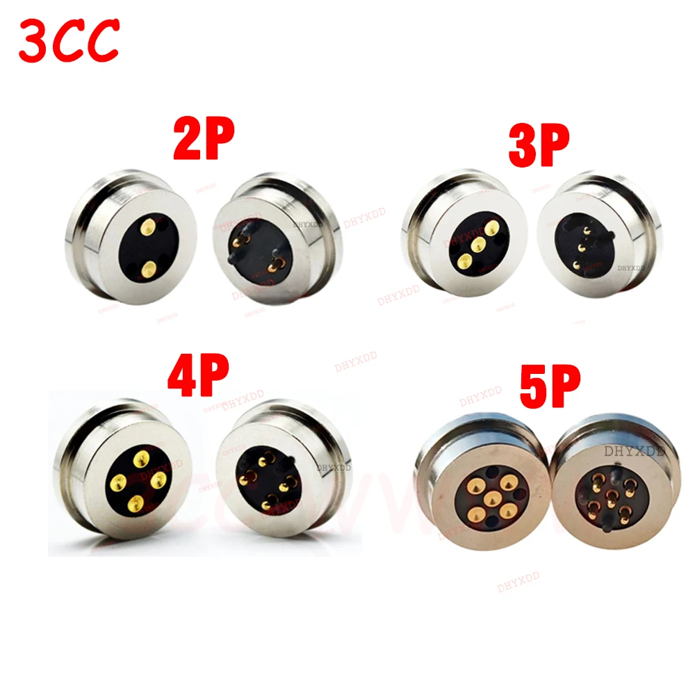 Spring-Loaded Magnetic Pogo Pin Connector 2 4 5 Pin Circular 13.5mm Male Female 10A 5V LED Light Power Magnet Charging Connector