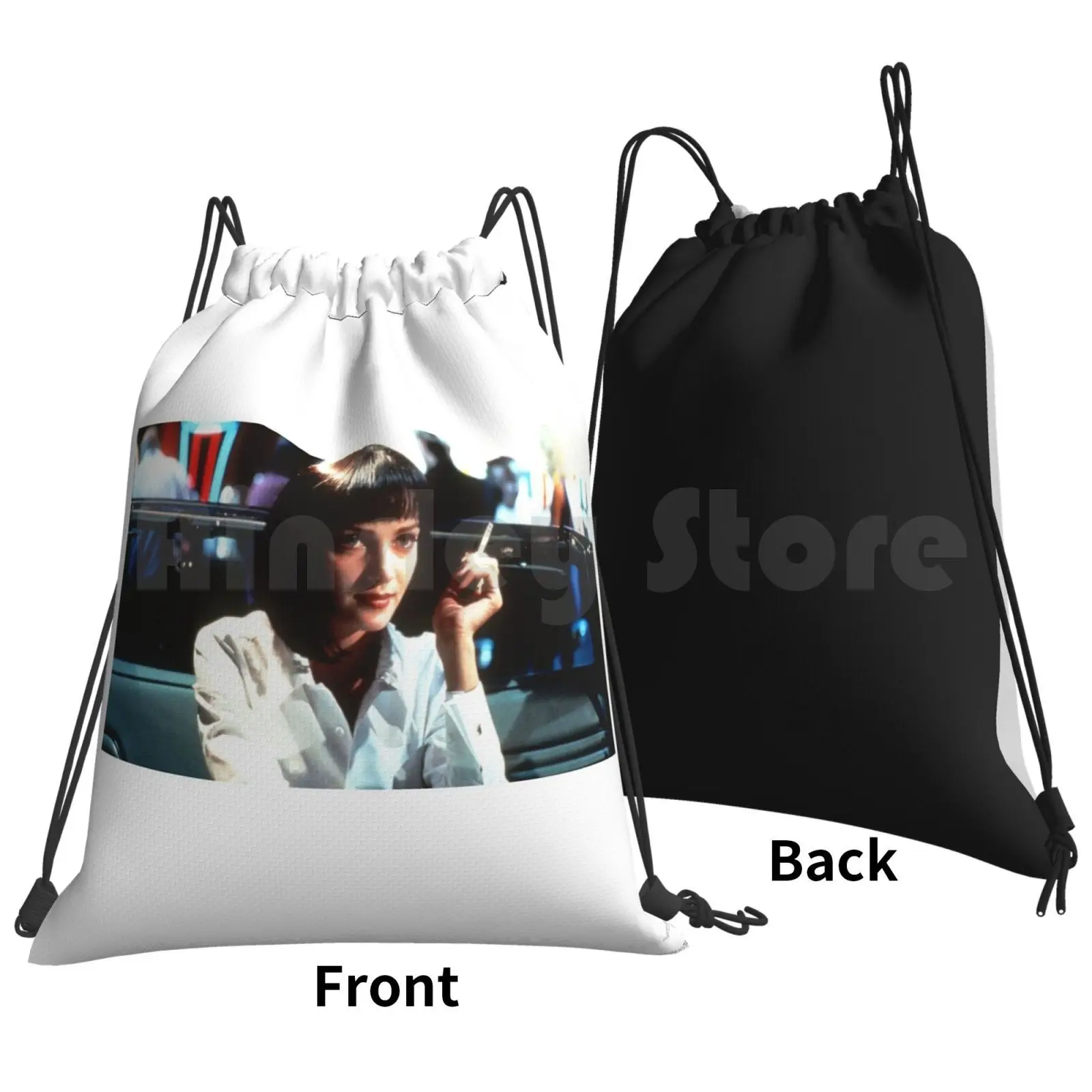 Mia Wallace Backpack Drawstring Bag Riding Climbing Gym Bag Pulp Fiction Movies