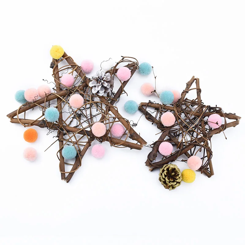 1 Pc 10/15/20cm Artificial Flower Wall Rattan Star Frame Wreath Decoration For Home Table DIY Gift Handmade Door Outdoor Wedding
