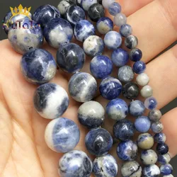 Natural Stone Blue Sodalite Jaspers Round Loose Spacer Beads For DIY Jewelry Making Bracelet  Accessories 15'' 4 6 8 10 12mm