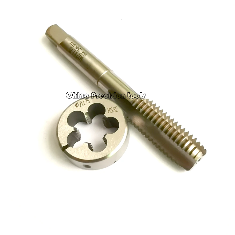 HSSE-Jeu de tarauds et filières à filetage droit, filetage fin, réglable, fendu, rond, M12 x 1,5, M12 x 1, M12 x 1, 2 pièces