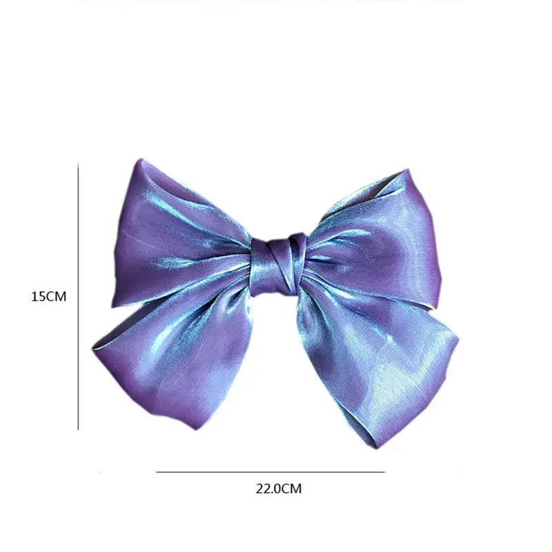 Fashion Purple Big Bow Hair Clips For Women Girls 2020 French Bright Satin Hairpin Simple Solid Color Top Clip Hair Accessories