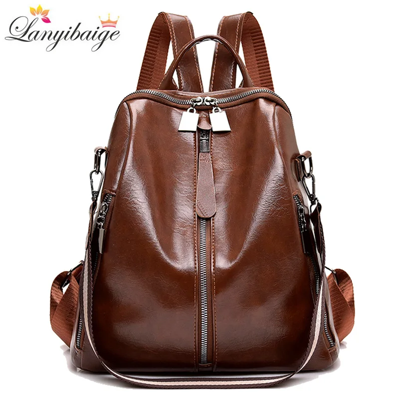 Women Soft Leather Backpacks High Capacity Female Back Pack Casual Travel Ladies Bagpack Machial Feminina For Teenager Grils Sac