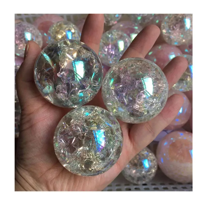 

Rainbow Angel Aura Crack Glass Ball Crystal Healing Spheres For Decoration