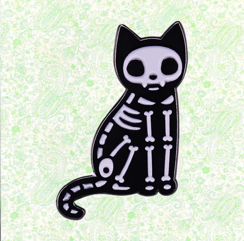 Skeleton Kitty cute spooky X-Ray Dark Cat Animal Bone Radiology Punk Enamel Pin skull art Gothic badge funny Halloween gift