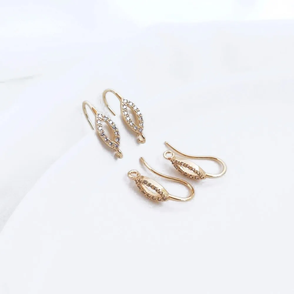 4PCS Ear Hook Studs Charms for Jewelry Making 14k Gold Plated Inlaid with Zircon DIY Earrings Superior Quality Brass Accessories