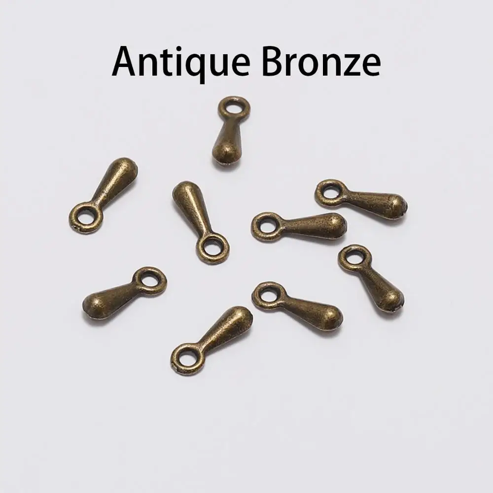 Ouro Cobre Água Gota End Beads, DIY Extender Cadeia, Pingente Fazer Jóias, Achados Acessórios, 2*7, 3*9mm, 200 Pçs/lote