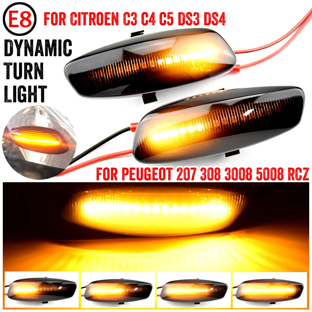 Dynamic led turn signal indicator sequential blinker light for Citroen C4 Coupe Picasso C3 C5 X7 DS3 DS4 Peugeot 207 308 RCZ