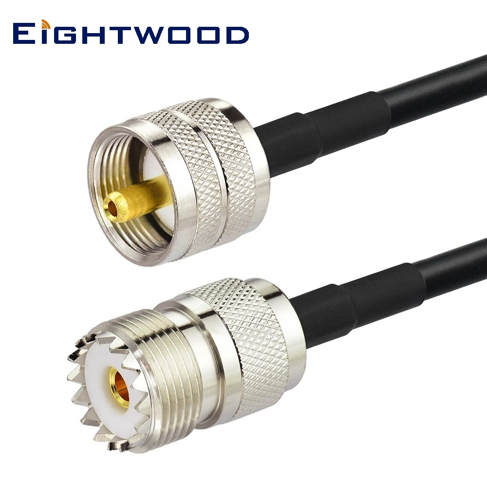 Eightwood UHF PL259 Male to SO239 Female RG58 Antenna Cable 1m for Vehicle Mobile Transceiver Walkie Talkie Marine VHF Radio