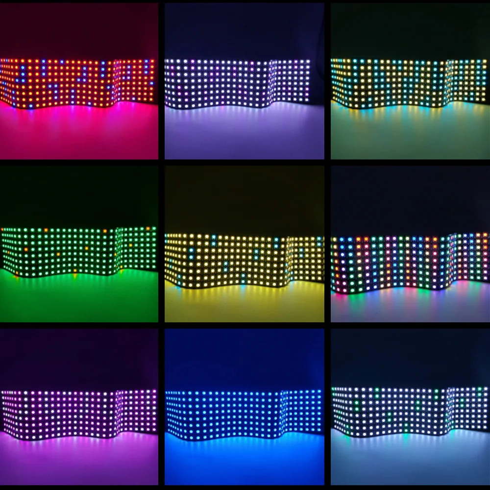 WS2812B DC5V  LED Digital Flexible Individually Addressable Panel WS2812 8*8 16*16 8*32 Pxiels Module Matrix Screen 14Keys Kit