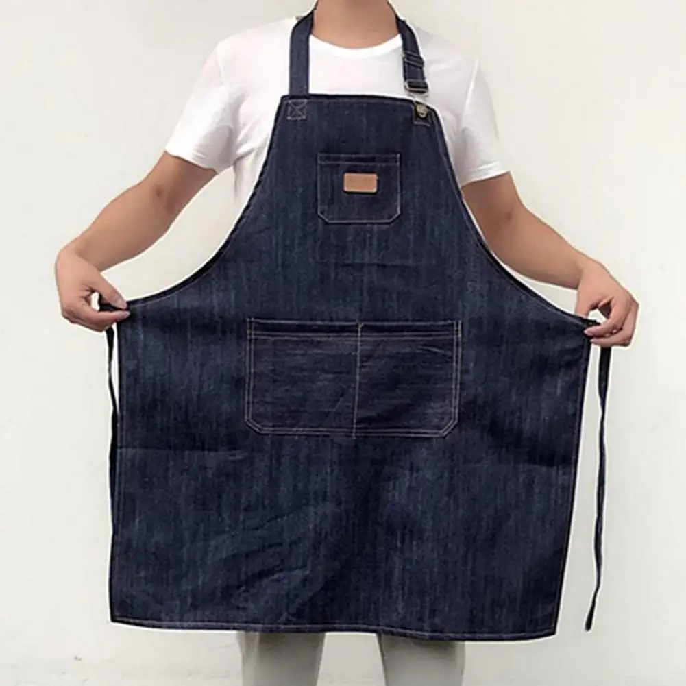 Adults Apron Adjustable Housekeeping Denim Apron with Pocket Cooking Accessories for Women Men Useful