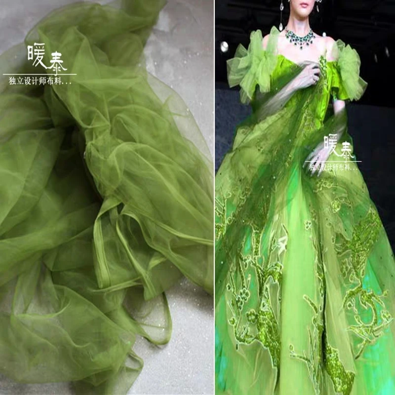 

Dense Soft Tulle Fabric Dark Green DIY Flower Background Decor Curtain Veil Fluffy Skirt Wedding Dress Designer Fabric