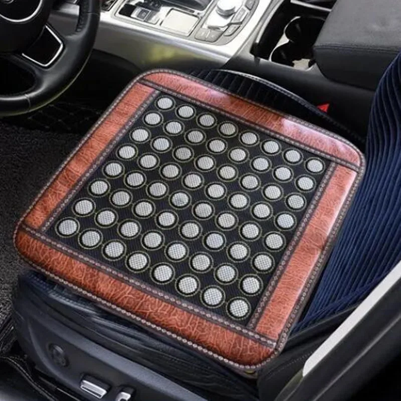 45cm 64pcs Natural Cool Jades Mat Home Office Chair Car Seat Cushion Pad Cooling Down Hips Muscle Pain Relief
