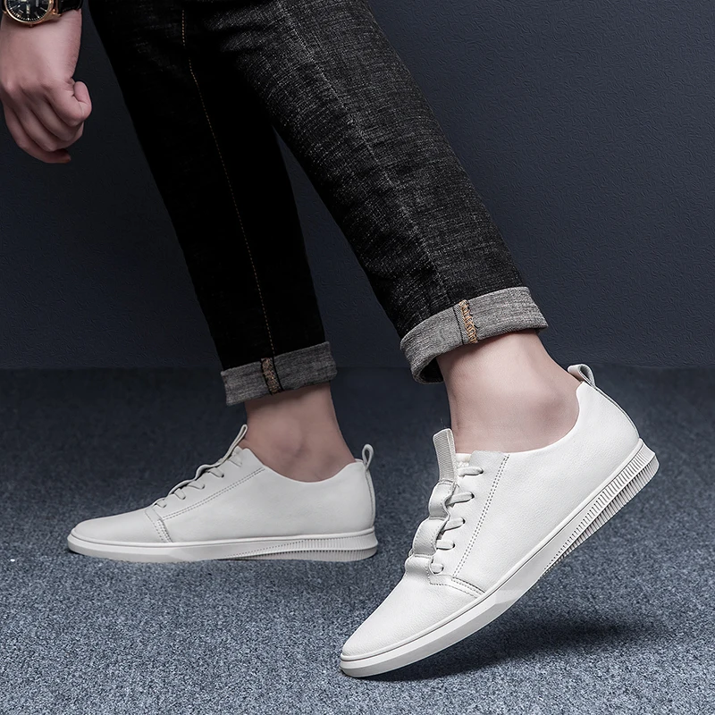 

Fashion Men's shoes genuine leather Sneakers Breathable Casual Loafer Shoes outdoor Spring Mens black white Designer Men Loafers