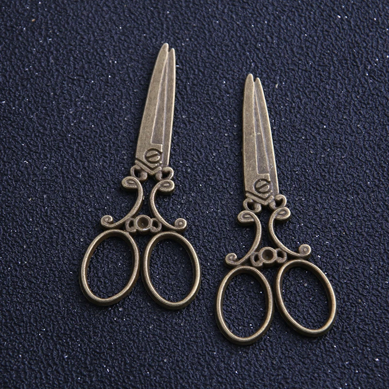 6pcs/lot 25*60mm Two color Antique Metal Alloy Big Scissors Charm Pendants Jewelry Charms