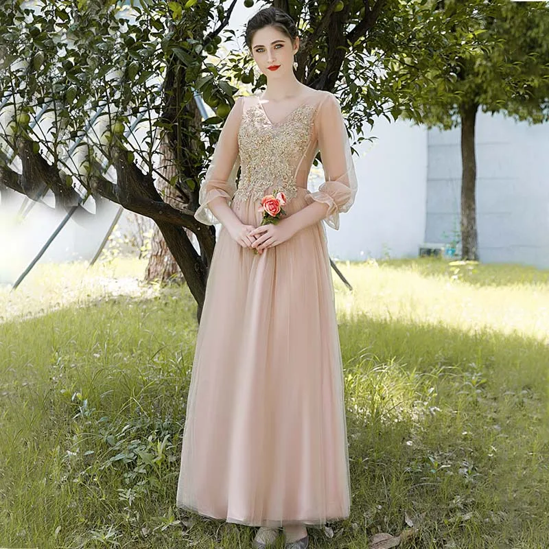 4 Styles Elegant Bridesmaid Dress A-line Ankle Length Dress Vestido de Fiesta Robe de Soiree Elegant Formal long Dress TS-1801