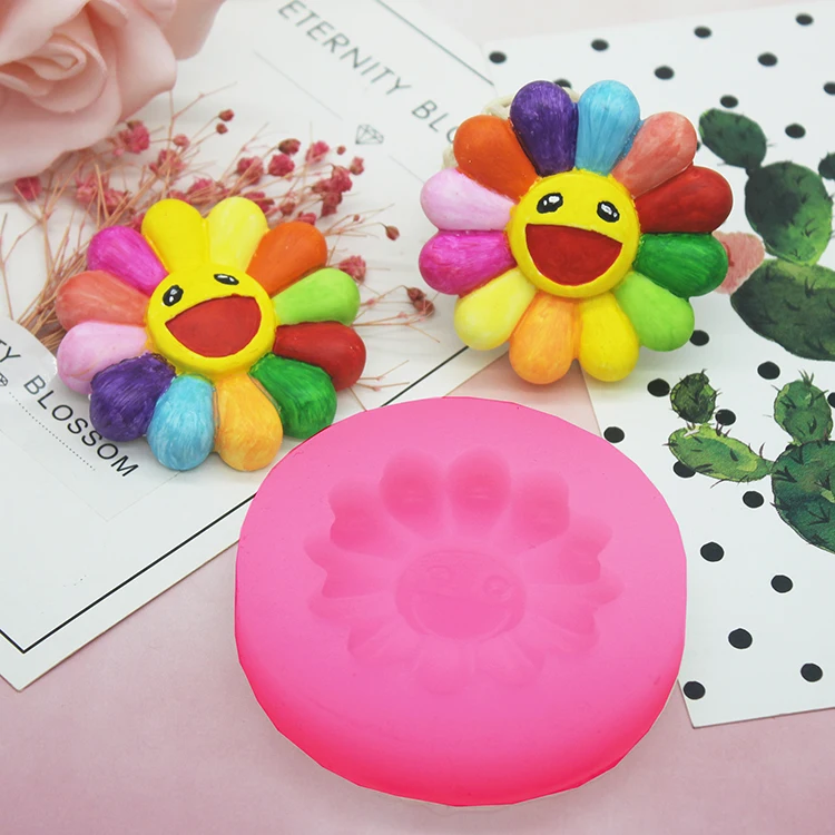 5*5*1cm Colorful sun flower expansion incense stone car air outlet clip decoration aromatherapy plaster silicone mold