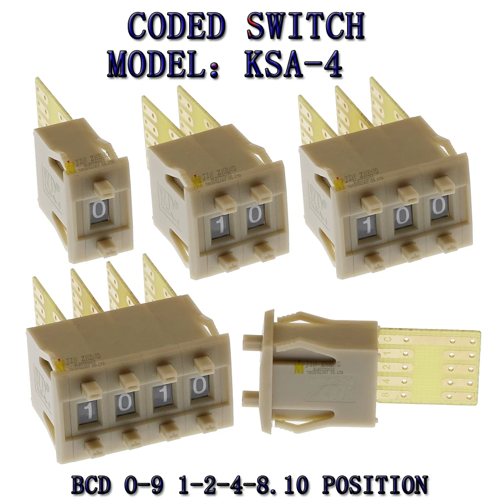 KSA-4 BCD-code Binaire uitgangsschakelaars/duimwielschakelaars 8421C Verguld klemmenblok 0-9 cijfers Decimale code Beige Zwart