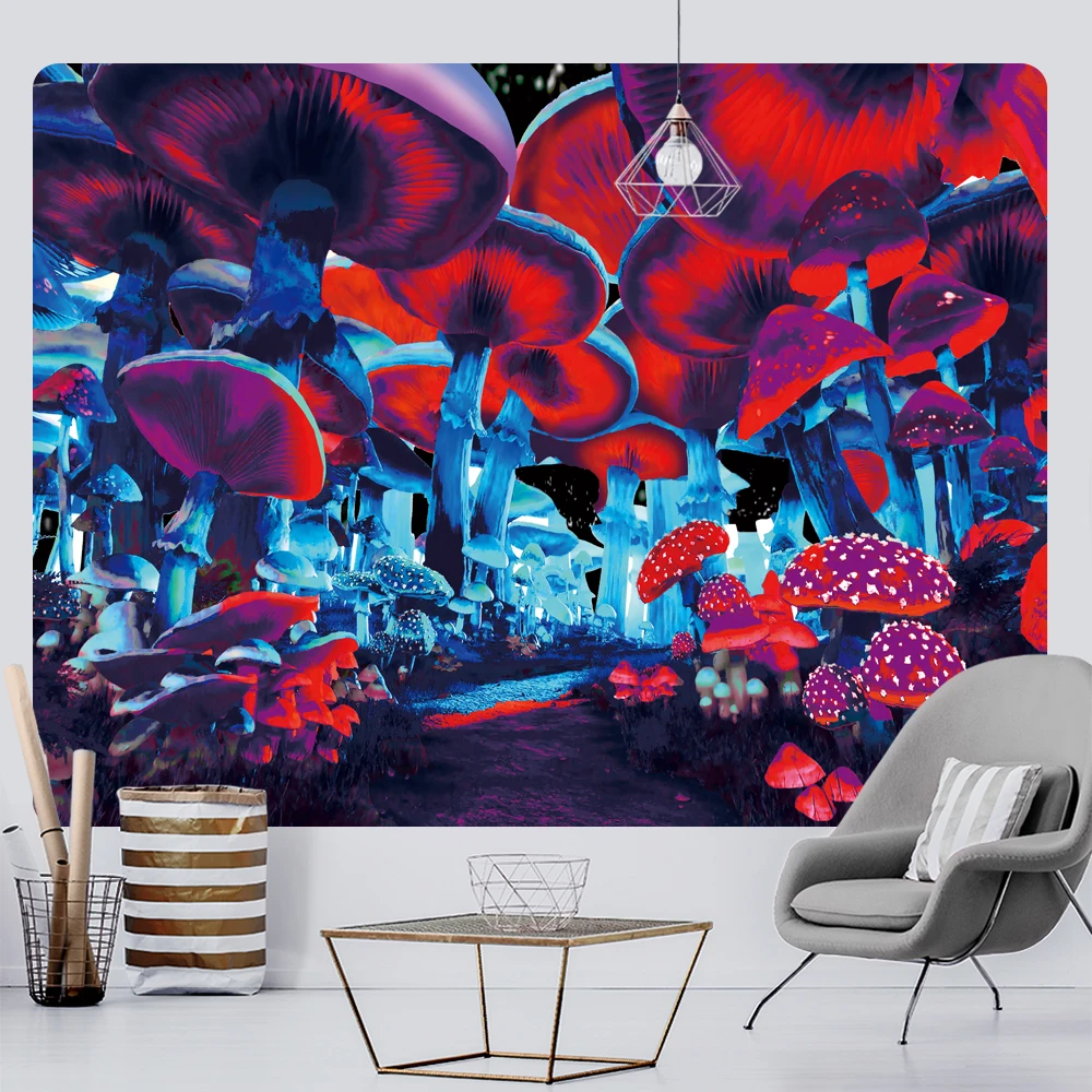 Forest psychedelic mushroom home art decoration tapestry bohemian decoration psychedelic scene wall hanging tarot yoga mat