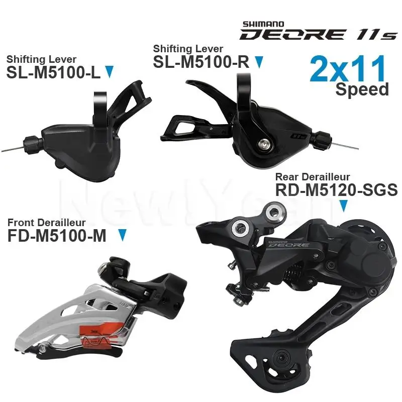 

SHIMANO DEORE M5100 2x11 Speed Groupset include Left and Right Shifters Front Derailleur and M5120 Rear Derailleur Original