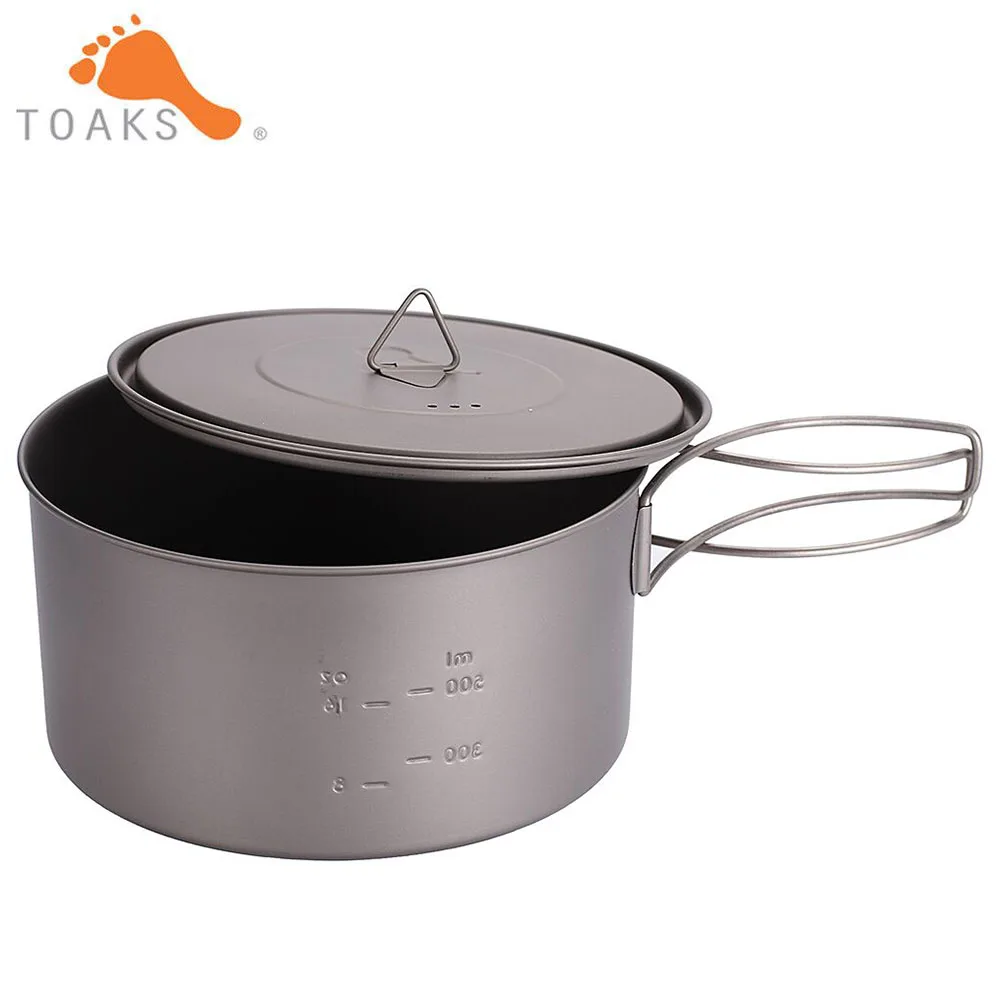 TOAKS Outdoor Titanium 900ml Pot Camping Cooking Pots Picnic Ultralight Titanium Pot with cover and handle