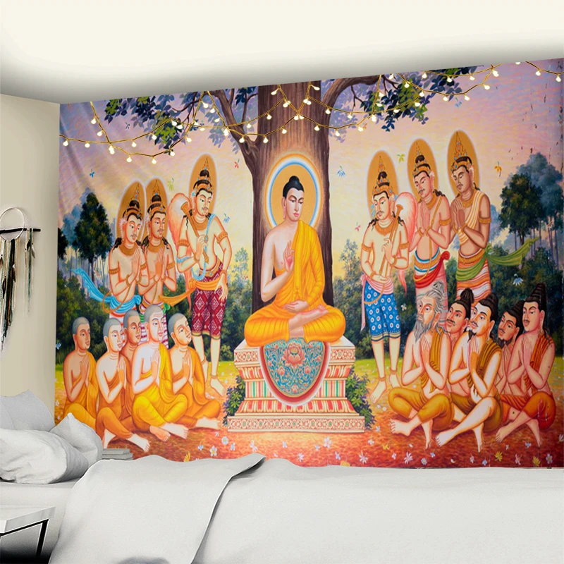 Indian Buddha Tapestry Wall Hanging Magic Bohemian Religious Polyester Sleeping Mat Bedroom Decorative Background Cloth