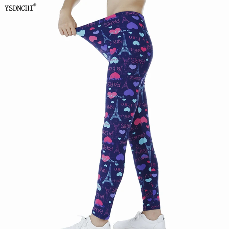 YSDNCHI Gym Leggings Sexy Pencil Pants Women Printed Navy Letter Love Gym Push Up Leggins High Elasticity Tights Running Fitness