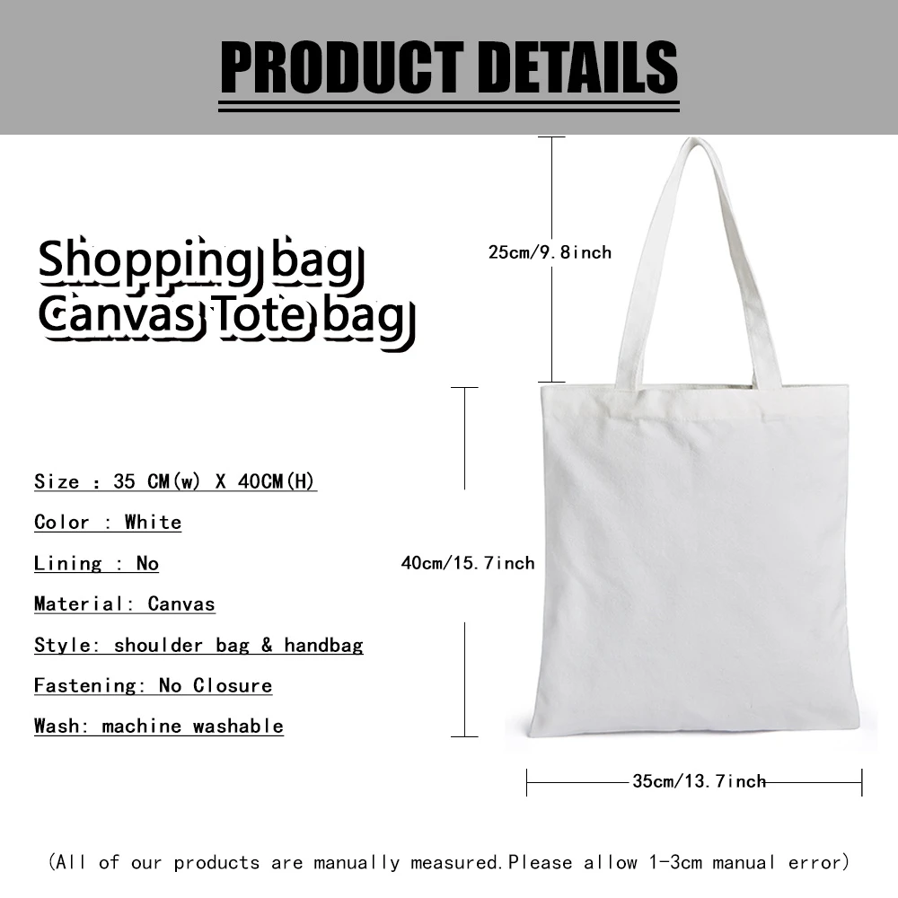 Women Canvas Shoulder Bags Collapsible Handbag Casual Tote Supermarket Shopper Handbags Shopping Bag