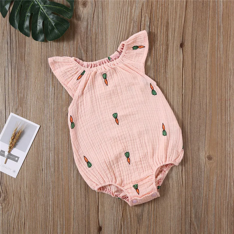 2020 Summer Newborn Baby Girls Boys Clothes Cotton Linen Cactus Print Fly Sleeve Romper Jumpsuit Soft Baby Outfits One-Piece