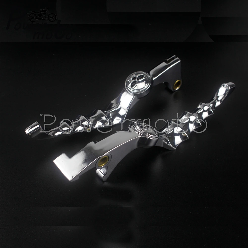 1Pair Chrome Aluminum Skull Skeleton Handle Brake Clutch Lever for Honda Shadow Aero VT VTX 600 1100 1300 CB750 VF750C TX1300