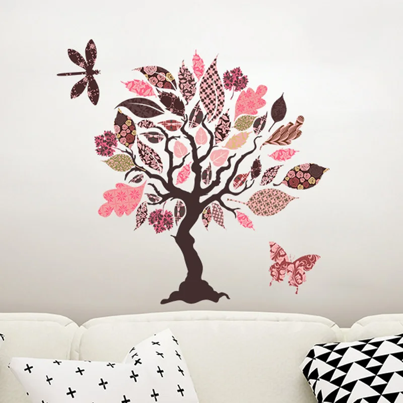 Bunte Baum-Wandaufkleber, Wohnzimmer-Sofa-Hintergrunddekoration, Wandbild, Schlafzimmer, abnehmbare Aufkleber, Heimdekoration, wasserfester Aufkleber
