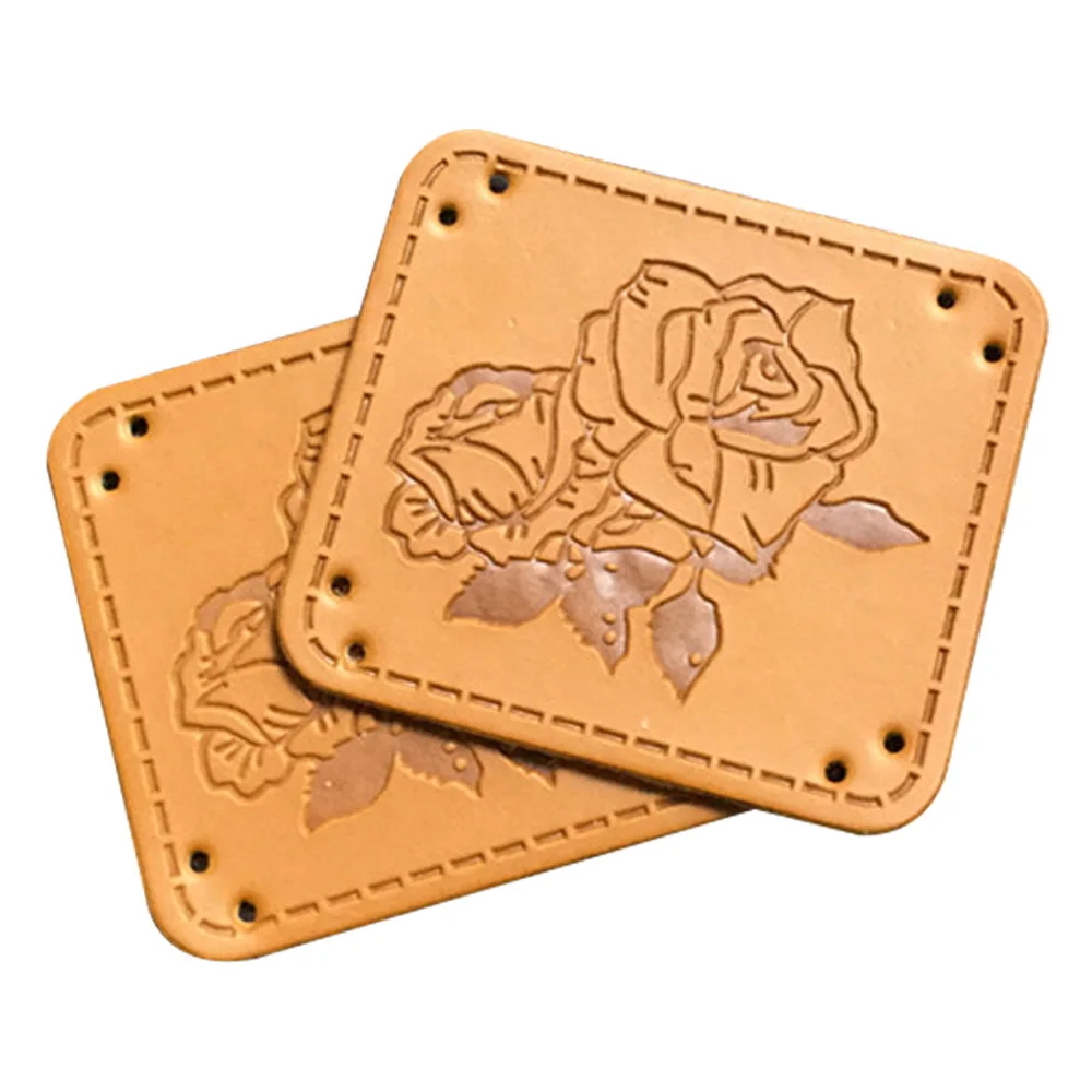 Backpack Flower Leather Handmade Labels With Rose Logo For Gloves Hand Made Leather Patches For Scarf Tags Accessories