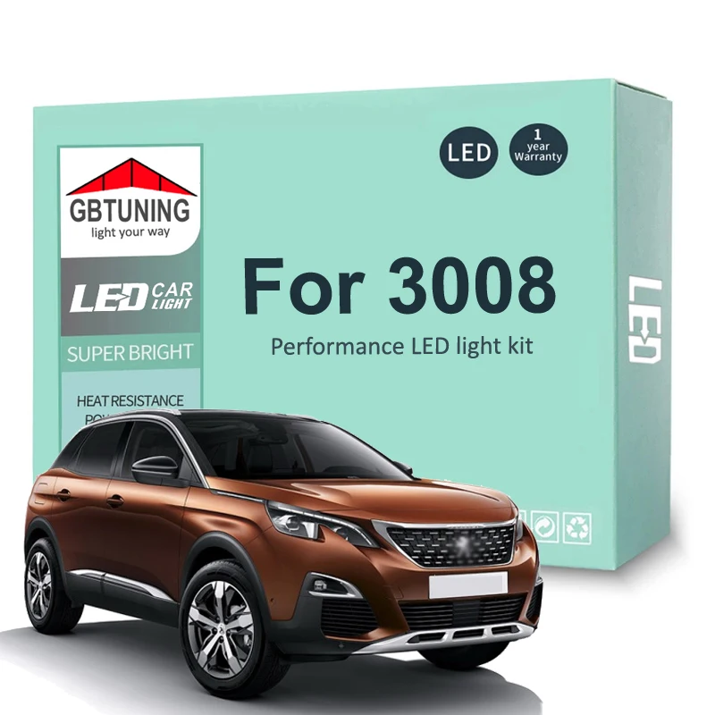 

18Pcs Canbus LED Interior Light Bulb For Peugeot 3008 2009 2010 2011 2012 2013 2014 2015 Canbus Reading Dome Map Trunk Lamp