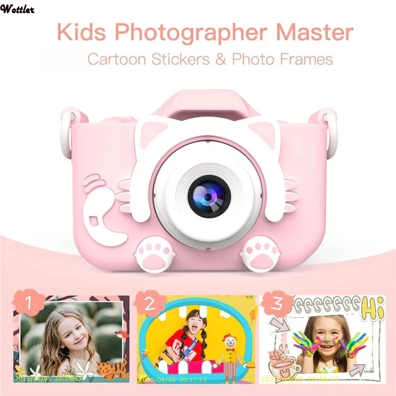 

Cute Mini Kids Camera IPS Screen HD 1080P Children Digital Photo Camera Toy Children Selfie Anti-DropToy Camera Birthday Gift