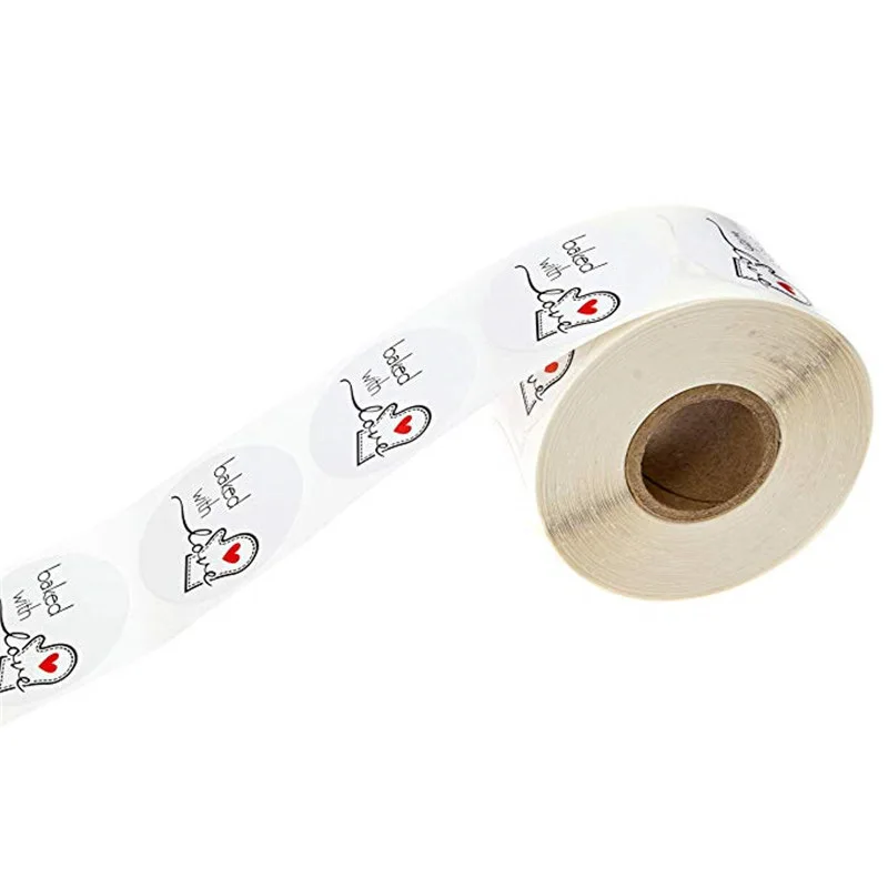 Round Natural Kraft Sticker Seal Labes roll Hand Made with Love Sticker Paper Scrapbooking Stationery Sticker