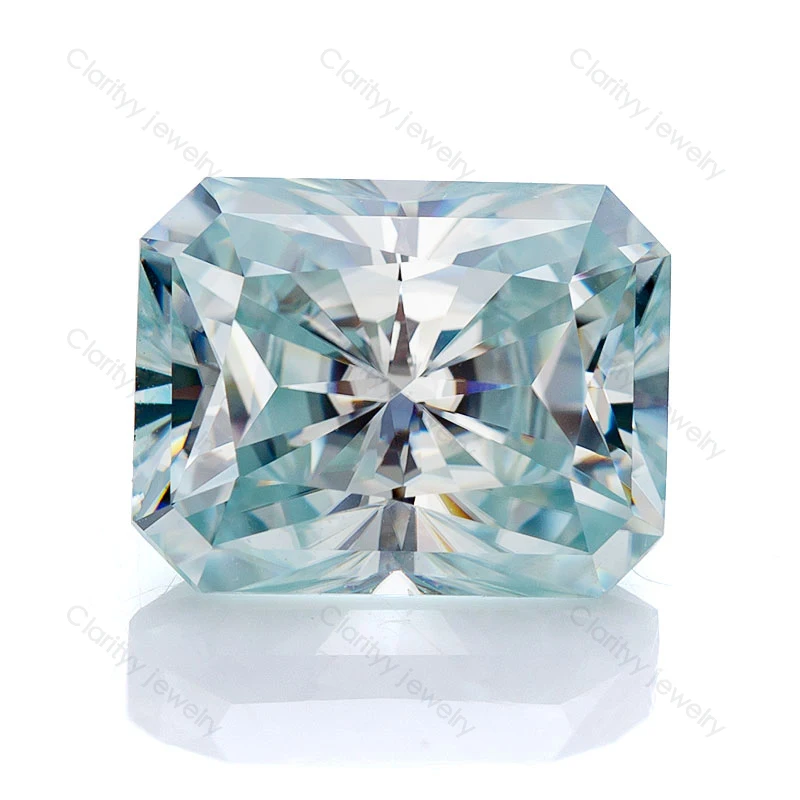 

Holycome Moissanite GRA With Certificate Free Shipping OEM ODM Factory Aqua Blue Color VVS1 Radiant Cut Moissanite Jewelry