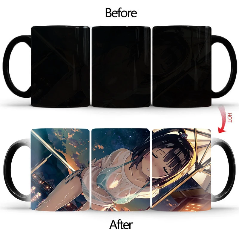 New Tazas De Ceramica Creativas kawaii Color Changing Mug Ceramic Thermal Gradient Magic Coffee Cup Enamel Cute Mugs BSKT-011