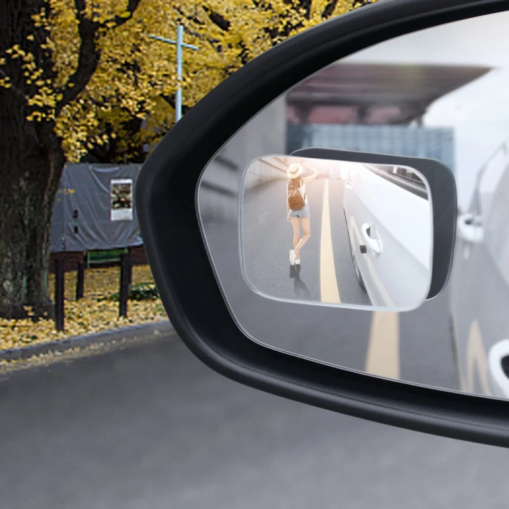 2PCS Universal Car 360 Degree Blind Spot Mirror Side Rear View Suction Rimless Wide Angle Full Hd Convex Glass Panoramic Monitor